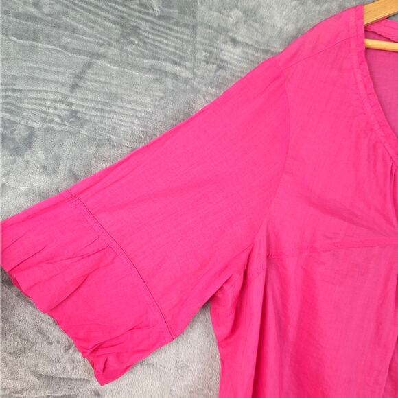 Basic Editions Top 3X Pink Button Up Cotton Lightweight Coastal‎ Boxy Casual - Picture 3 of 6